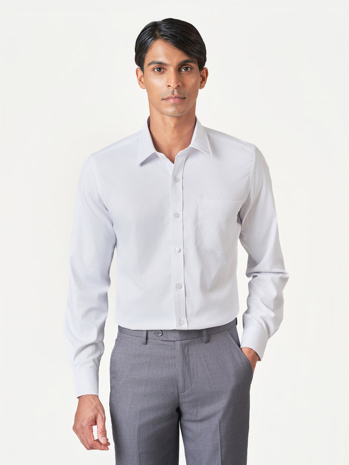 White Micro Herringbone Formal Shirt