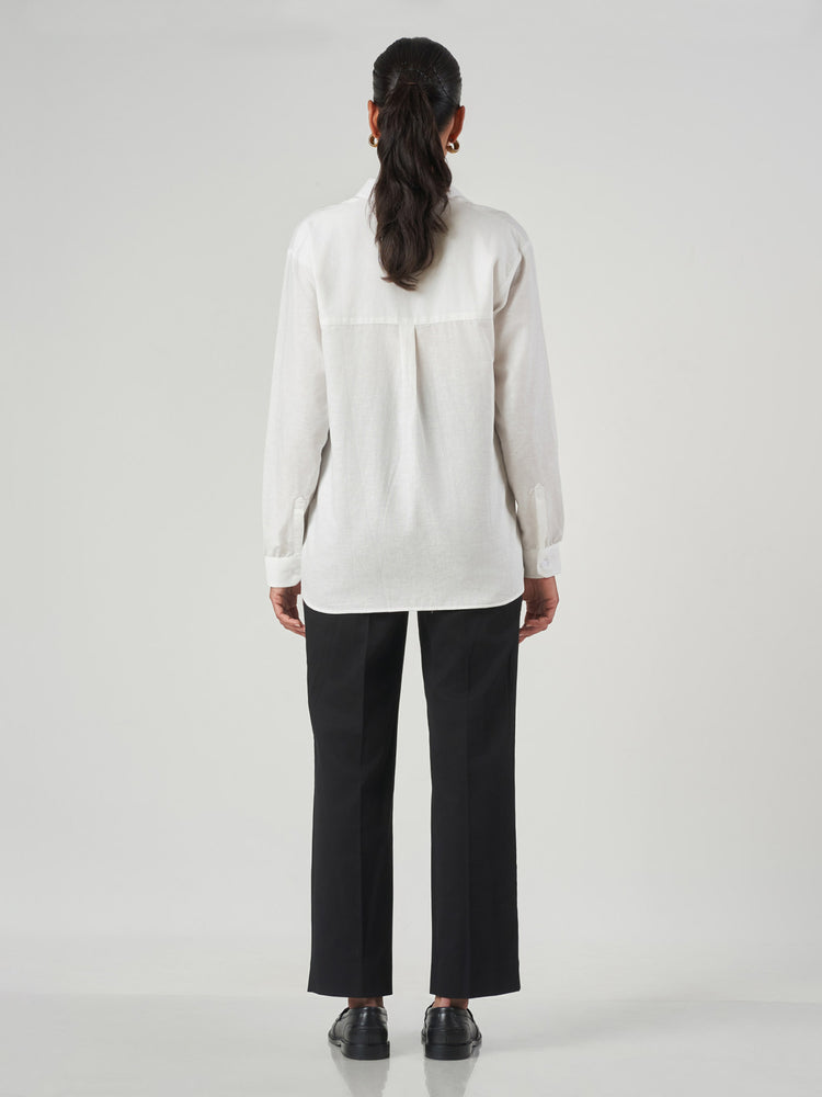 White Cotton Relaxed Fit Shirt