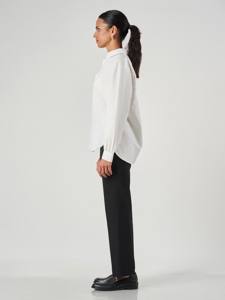 White Cotton Relaxed Fit Shirt