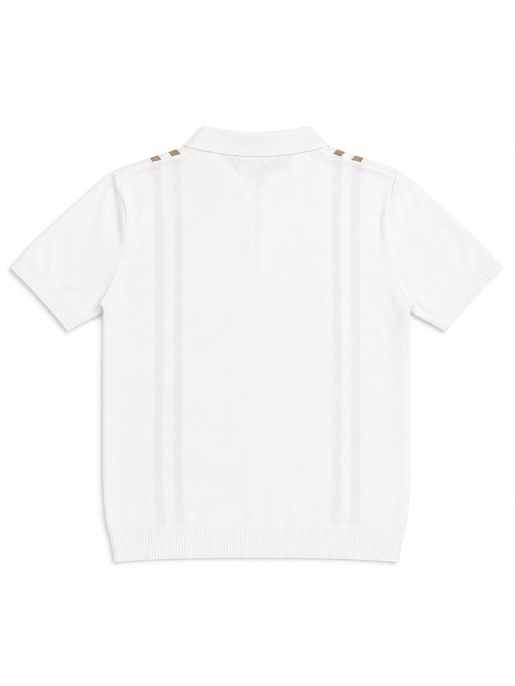 Contrast Stripe Zip Knit Regular Fit Polo Shirt