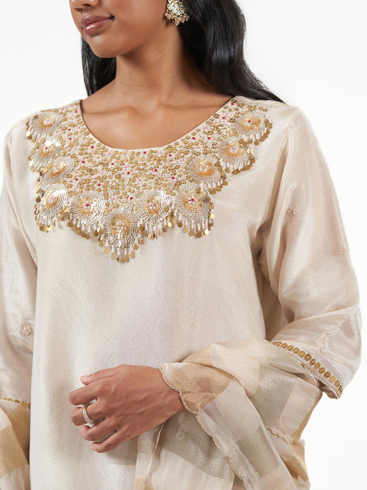 Tissue Silk Beaded Sharara Set