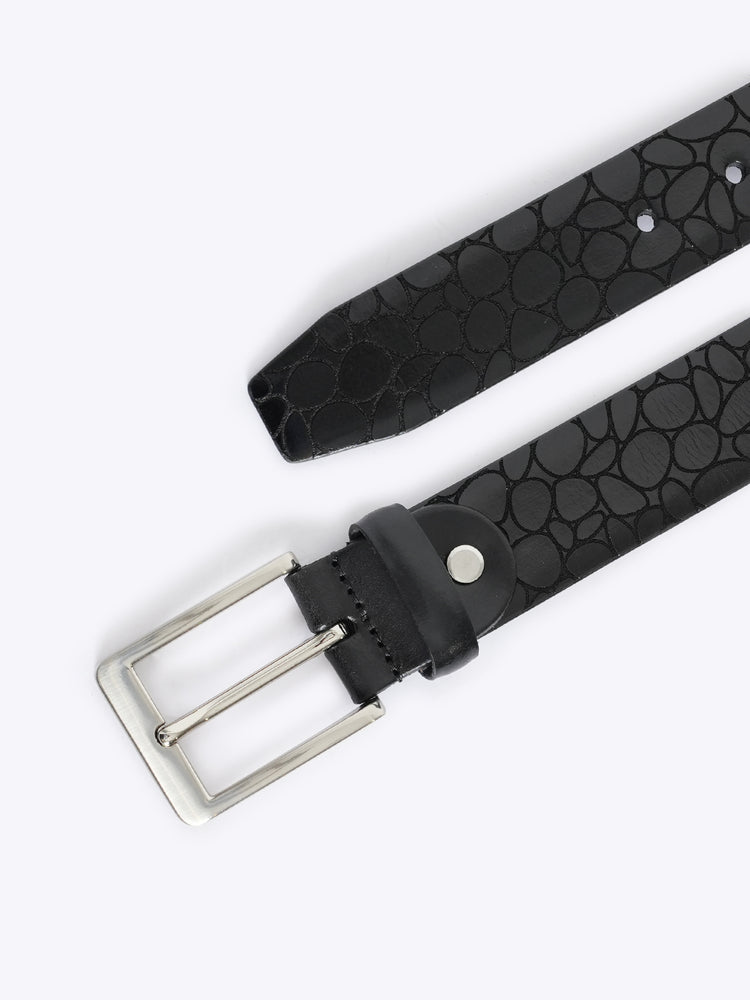 Abstract Pebble Embossed Full Grain Leather Belt