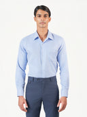 Blue Check Cotton Tencel Blend Slim Fit Shirt