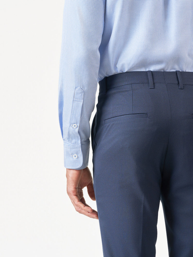 Blue Check Cotton Tencel Blend Slim Fit Shirt