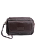 Brown Full-Grain Leather Toiletry Bag
