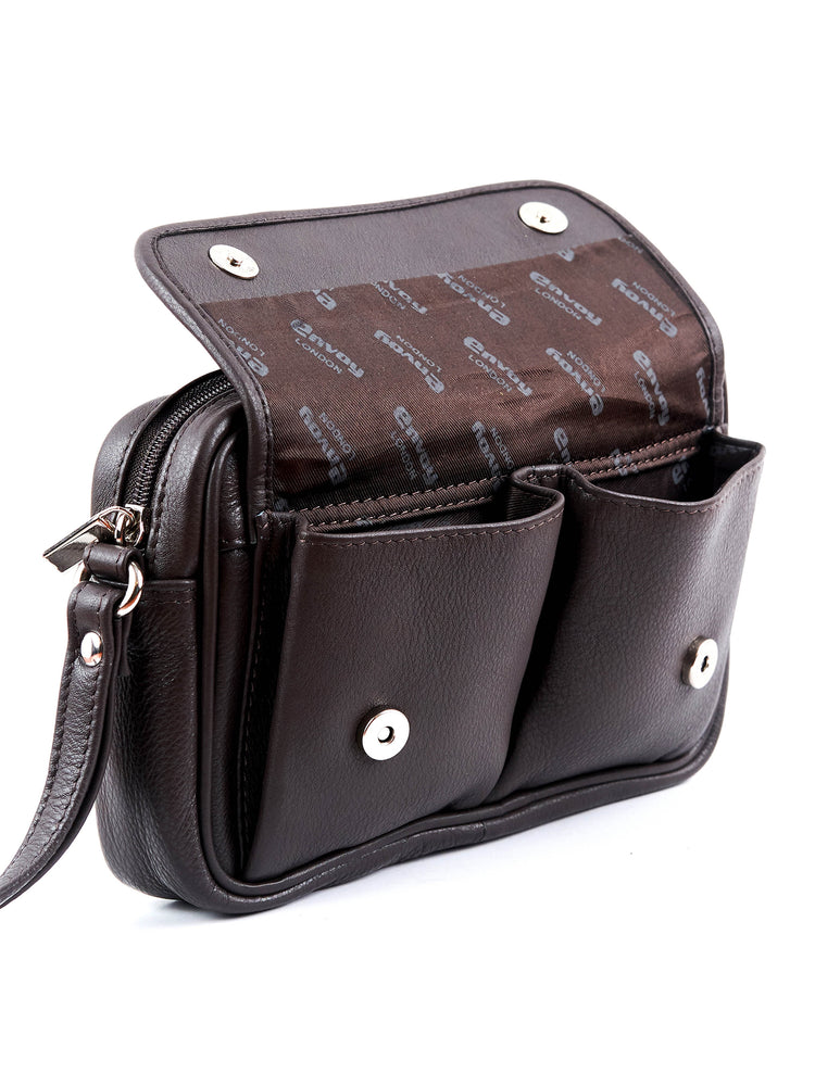 Brown Full-Grain Leather Toiletry Bag
