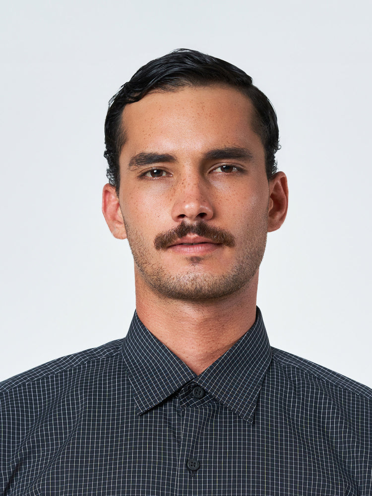 Black Checked Long Sleeve Party Shirt
