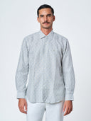 Grey Striped Long Sleeve Linen Shirt