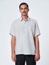 Grey Striped Short Sleeve Linen Shirt