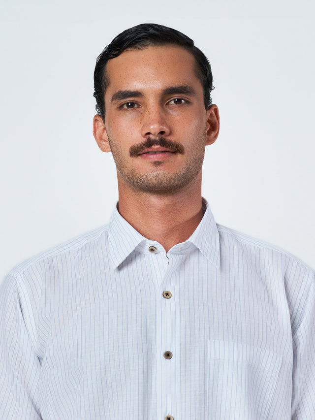 Light Blue Striped Short Sleeve Shirt