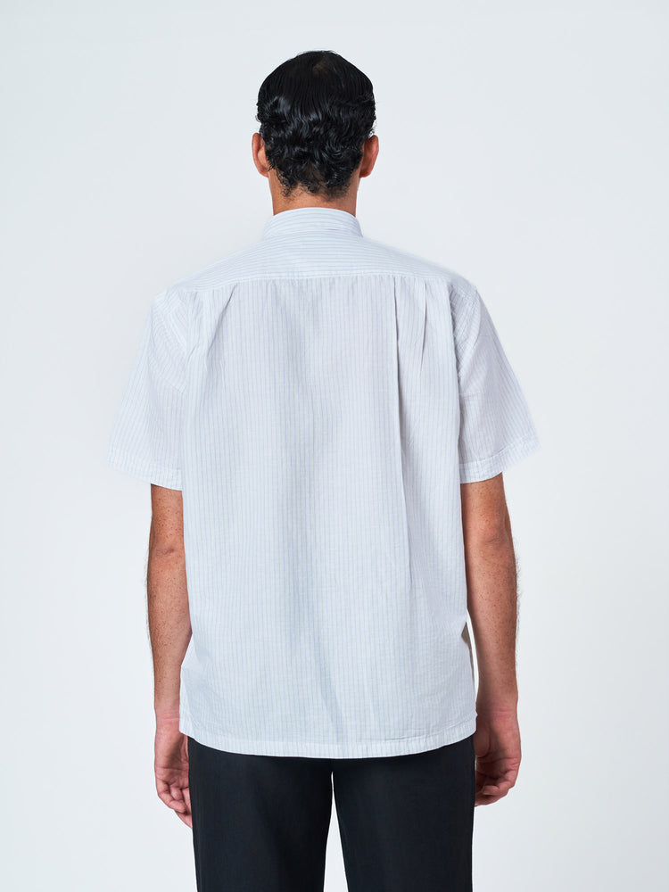 Light Blue Striped Short Sleeve Shirt