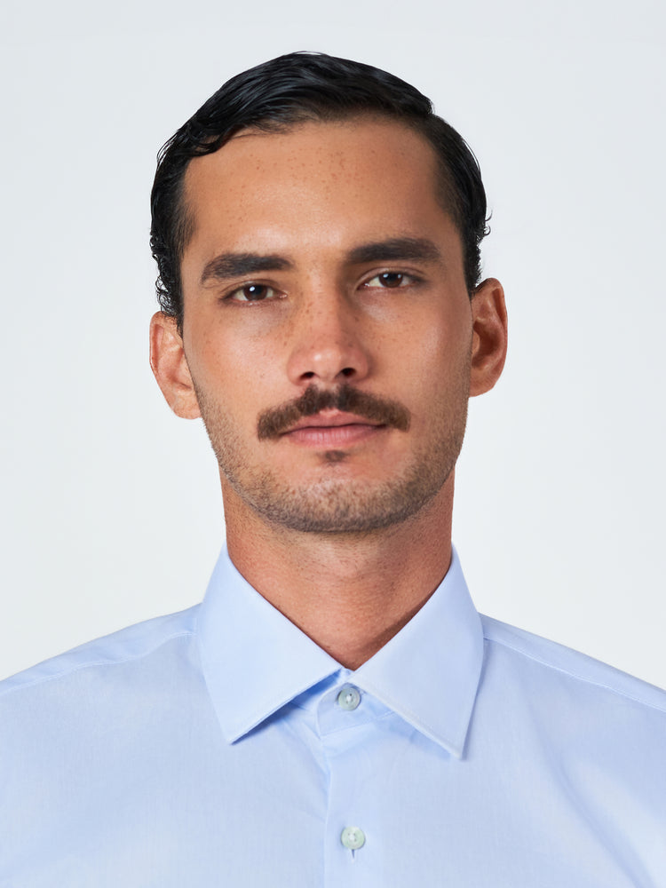 Sky Blue Pencil Stripe Formal Long Sleeve Shirt
