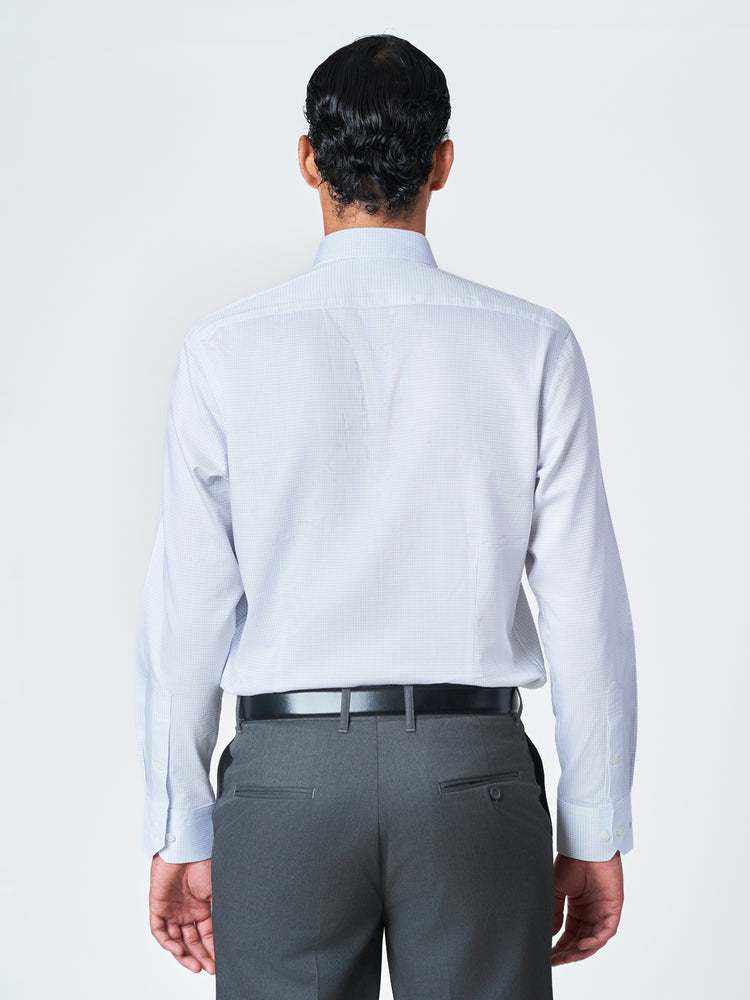 Grey Check Formal Long Sleeve Shirt