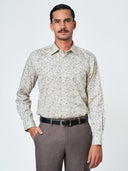 Light Brown Printed Long Sleeve Casual Shirt