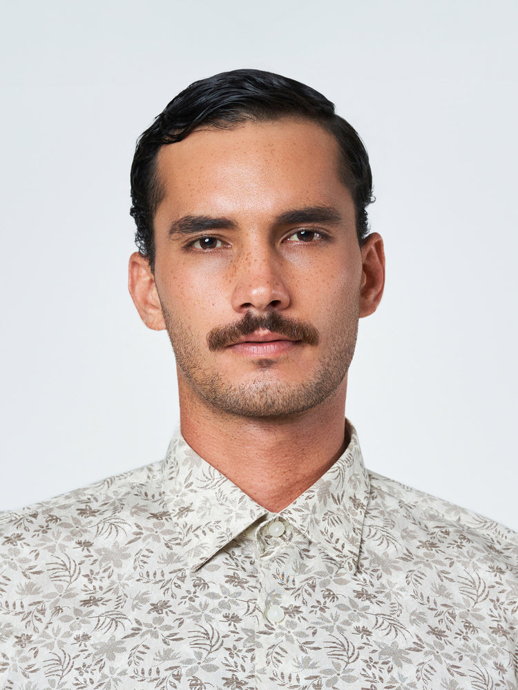 Light Brown Printed Long Sleeve Casual Shirt