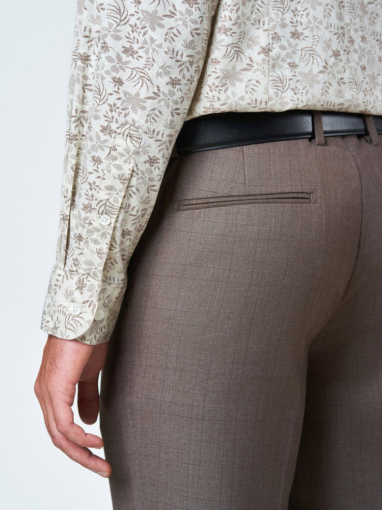 Light Brown Printed Long Sleeve Casual Shirt