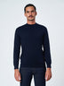 Navy Blue Knitted Crew Neck Sweater Long Sleeve T-shirt