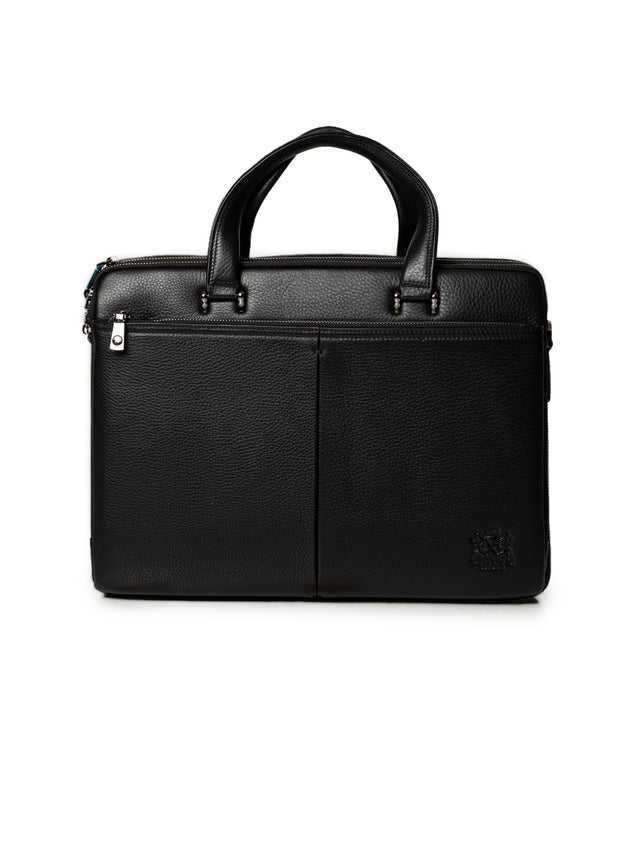 Full-Grain Leather Black Messenger & Travel Bag