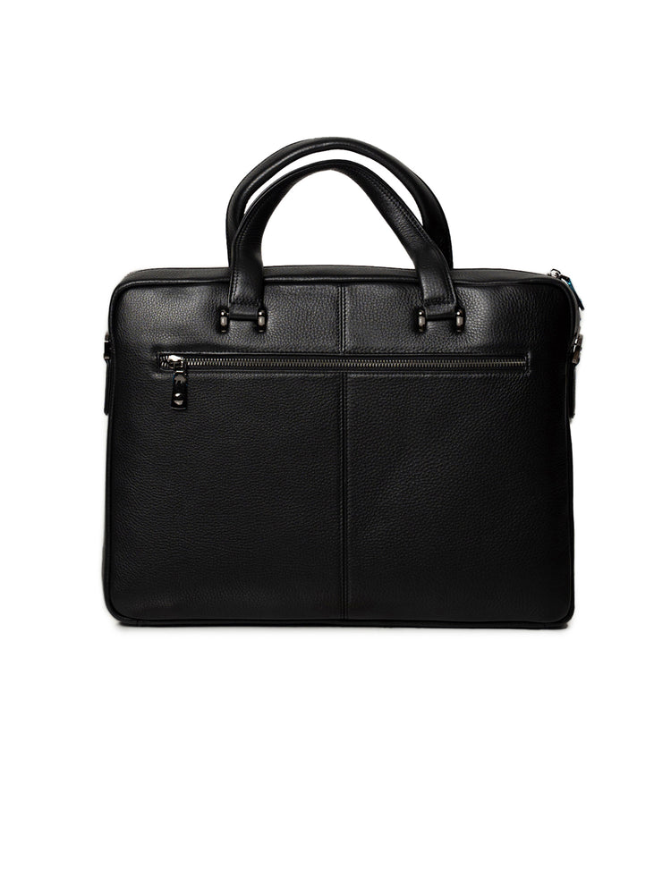 Full-Grain Leather Black Messenger & Travel Bag