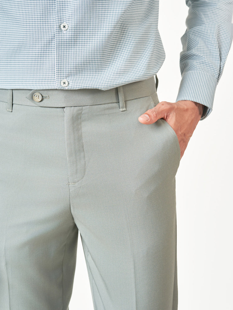 Green Check Cotton Blend Slim Fit Shirt