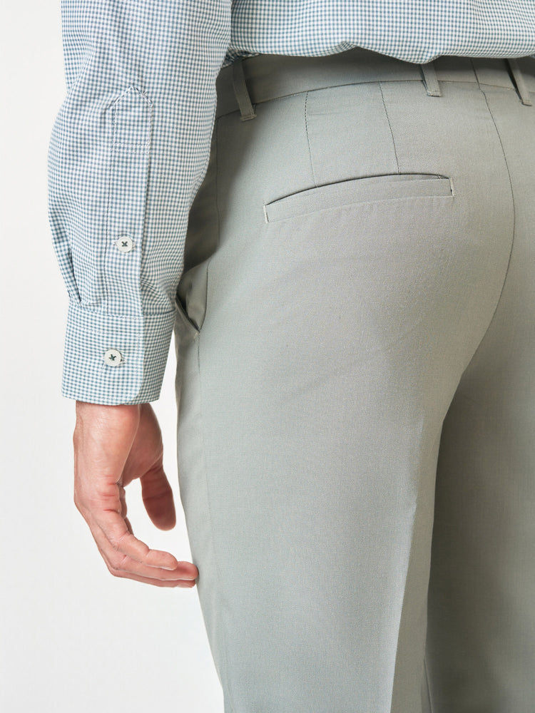 Green Check Cotton Blend Slim Fit Shirt