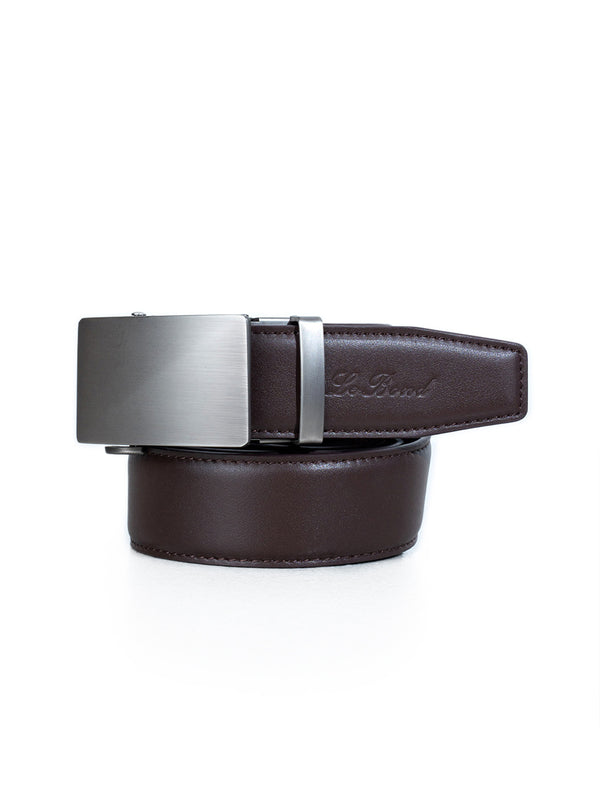 Brown Auto-Lock Genuine Leather Formal Belt