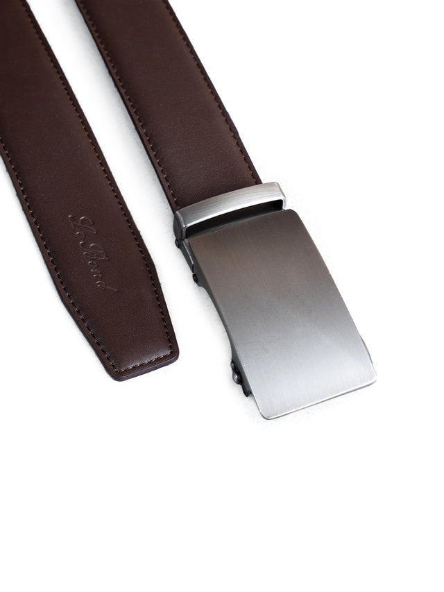 Brown Auto-Lock Genuine Leather Formal Belt