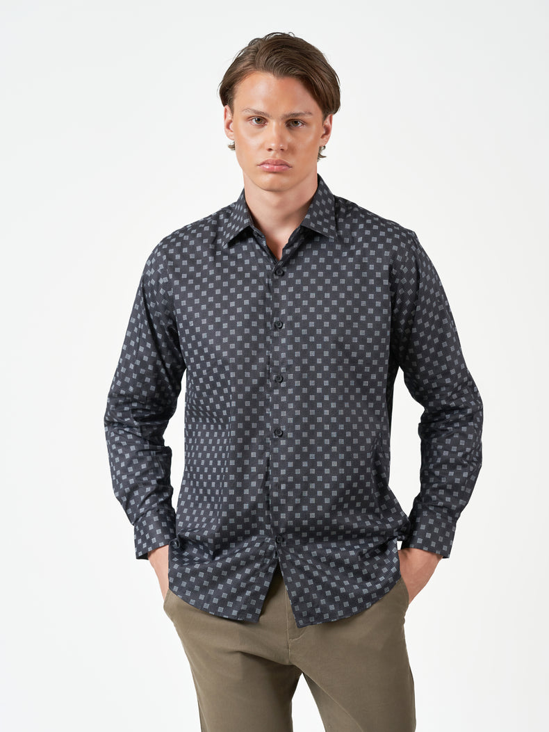 Grey Printed Party Long Sleeve Shirt