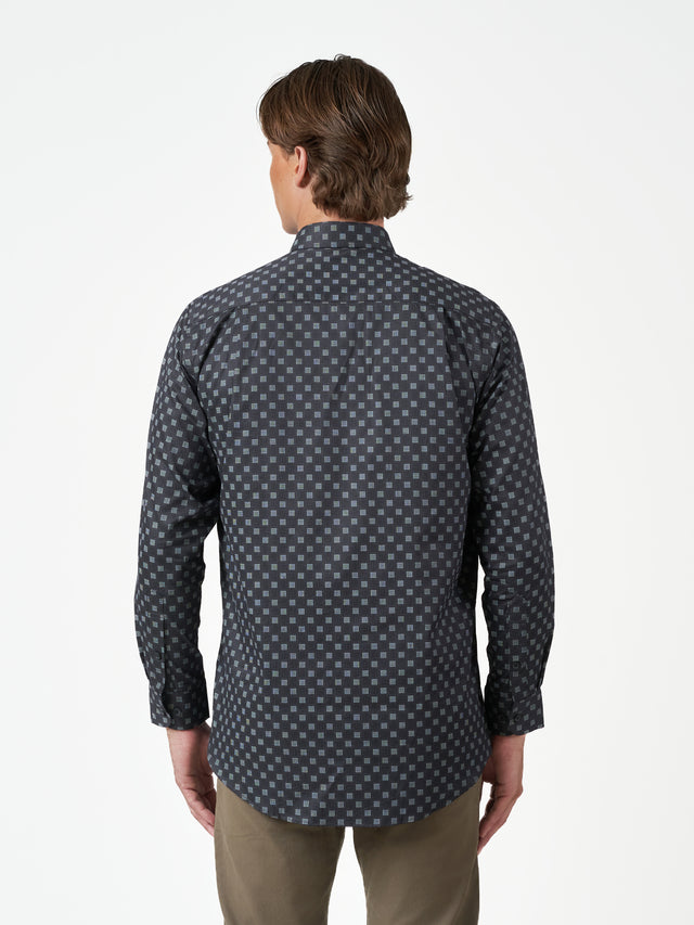 Grey Printed Party Long Sleeve Shirt