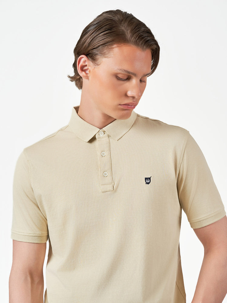 Beige Plain Cotton Short Sleeve T-Shirt