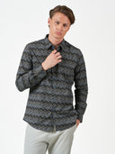 Black Floral Casual Long Sleeve Shirt