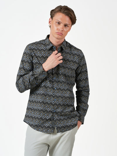 Black Floral Casual Long Sleeve Shirt