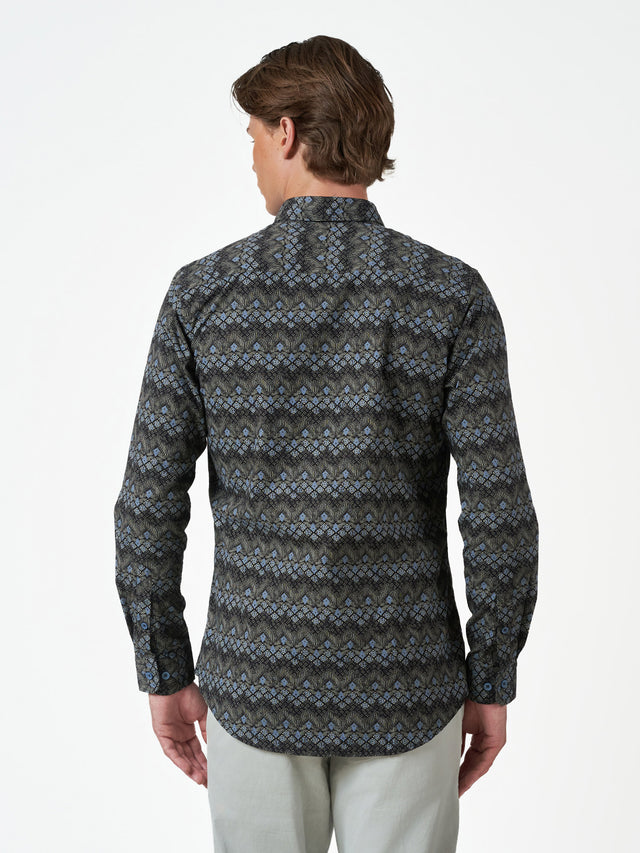 Black Floral Casual Long Sleeve Shirt