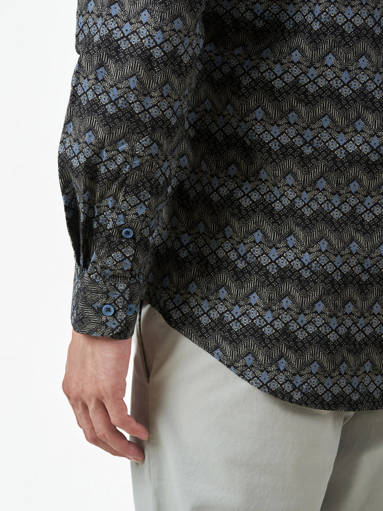 Black Floral Casual Long Sleeve Shirt