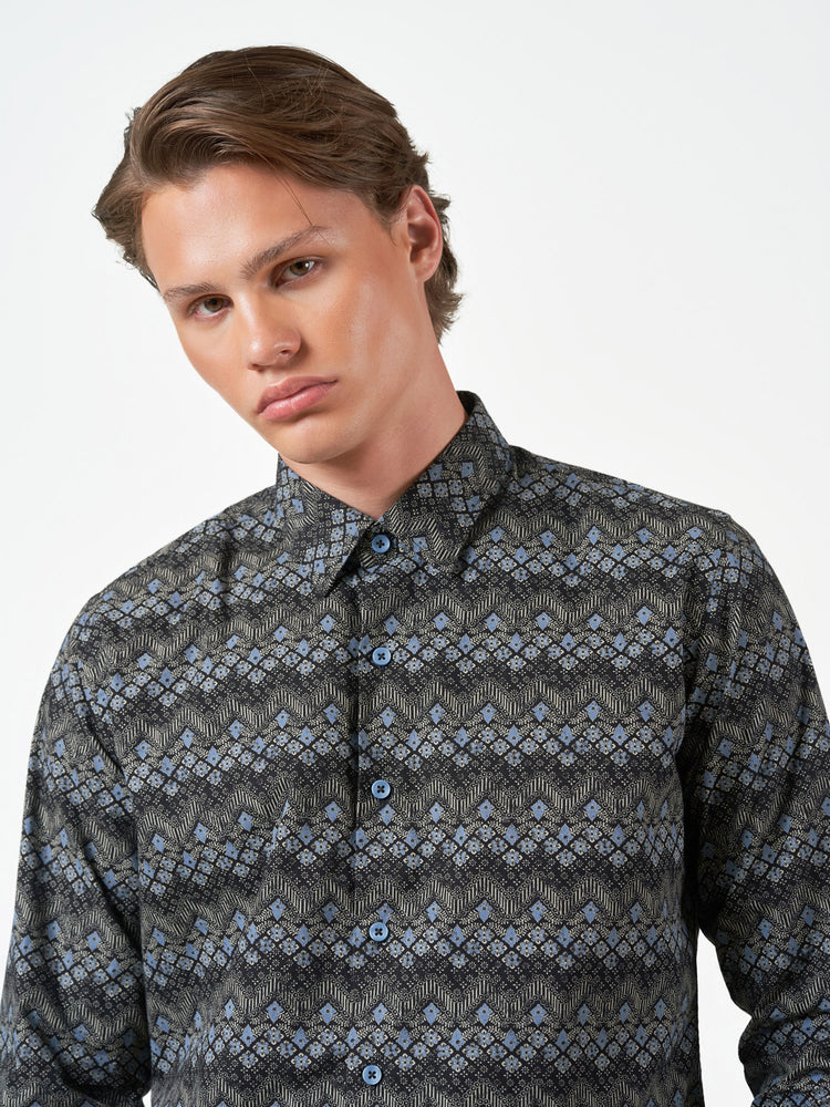 Black Floral Casual Long Sleeve Shirt