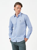 Blue Check Casual Long Sleeve Cotton Blend Shirt