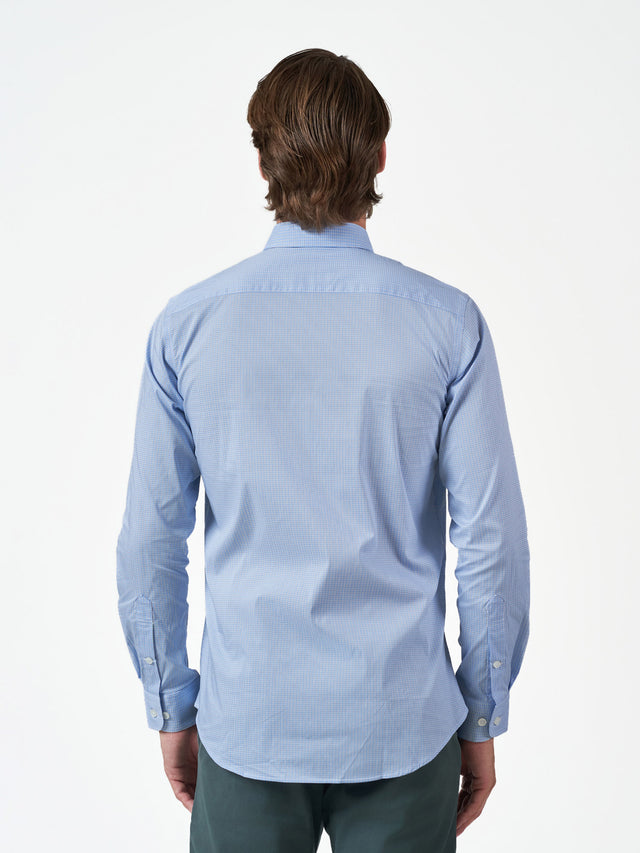 Blue Check Casual Long Sleeve Cotton Blend Shirt
