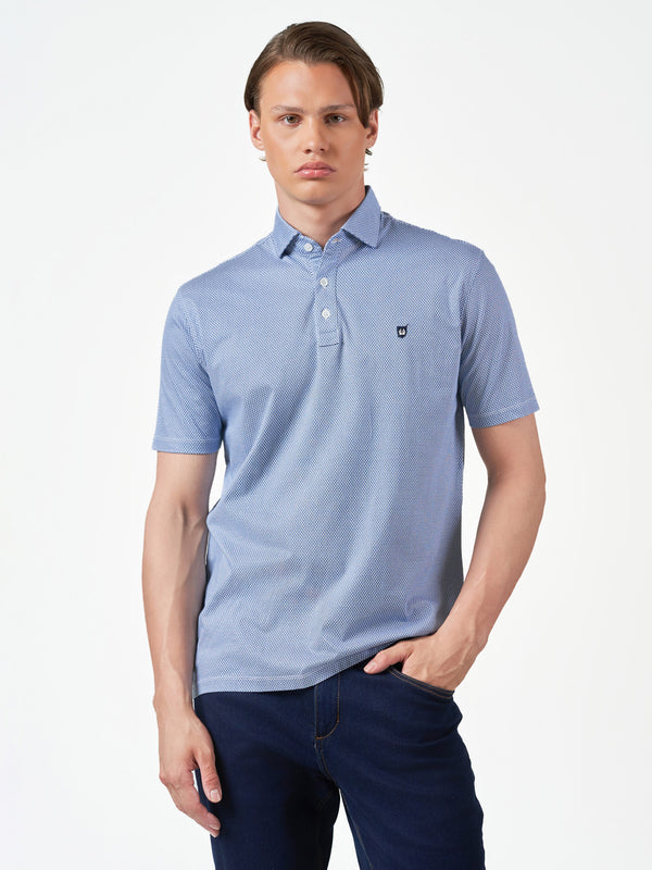 Blue Dot Print Cotton Short Sleeve T-Shirt