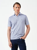 Blue Striped Cotton Stretch Short Sleeve T-Shirt