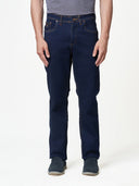 Dark Blue Faded Stretch Cotton Blend Jeans