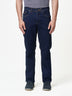 Dark Blue Faded Stretch Cotton Blend Jeans