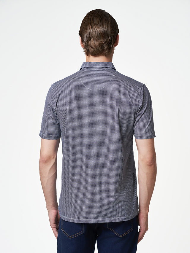 Dark Blue Floral Cotton Elastane Short Sleeve T-Shirt