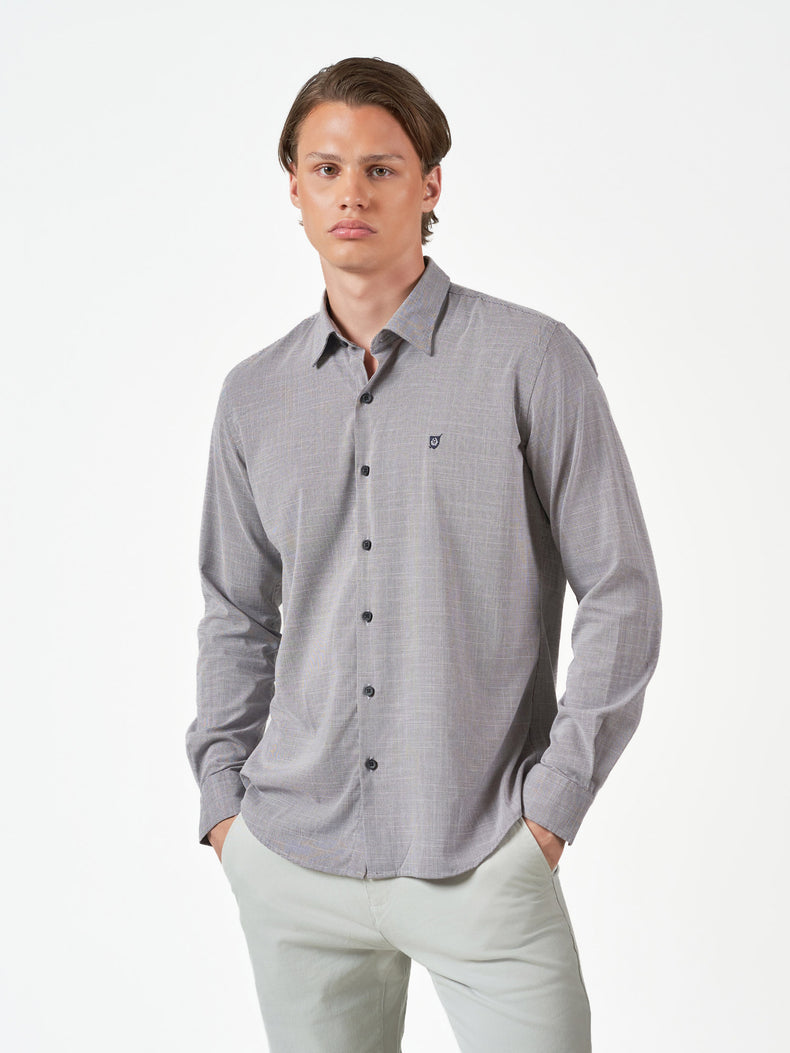 Grey Casual Slim Fit Long Sleeve Shirt