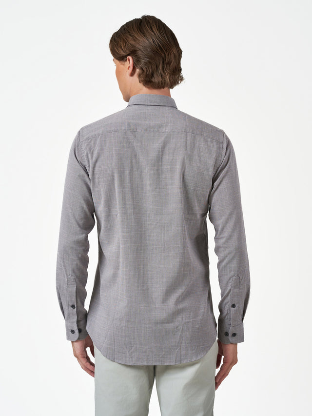 Grey Casual Slim Fit Long Sleeve Shirt
