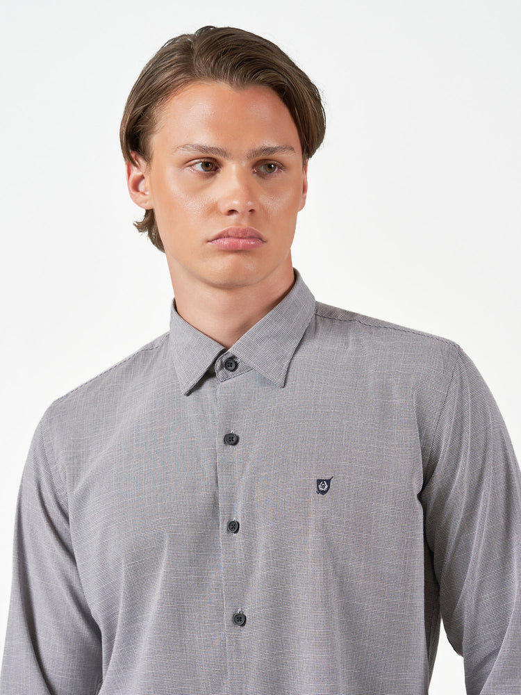 Grey Casual Slim Fit Long Sleeve Shirt