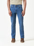 Light Blue Faded Cotton Stretch Mid Rise Jeans