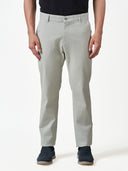 Light Grey Slim Fit Stretch Cotton Mid Rise Chinos