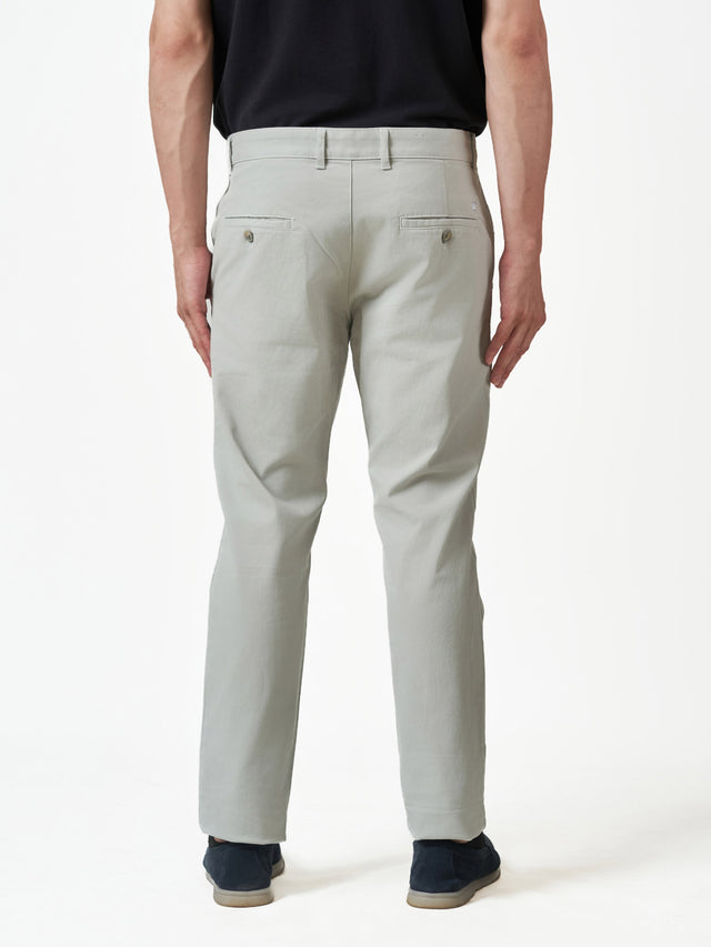 Light Grey Slim Fit Stretch Cotton Mid Rise Chinos