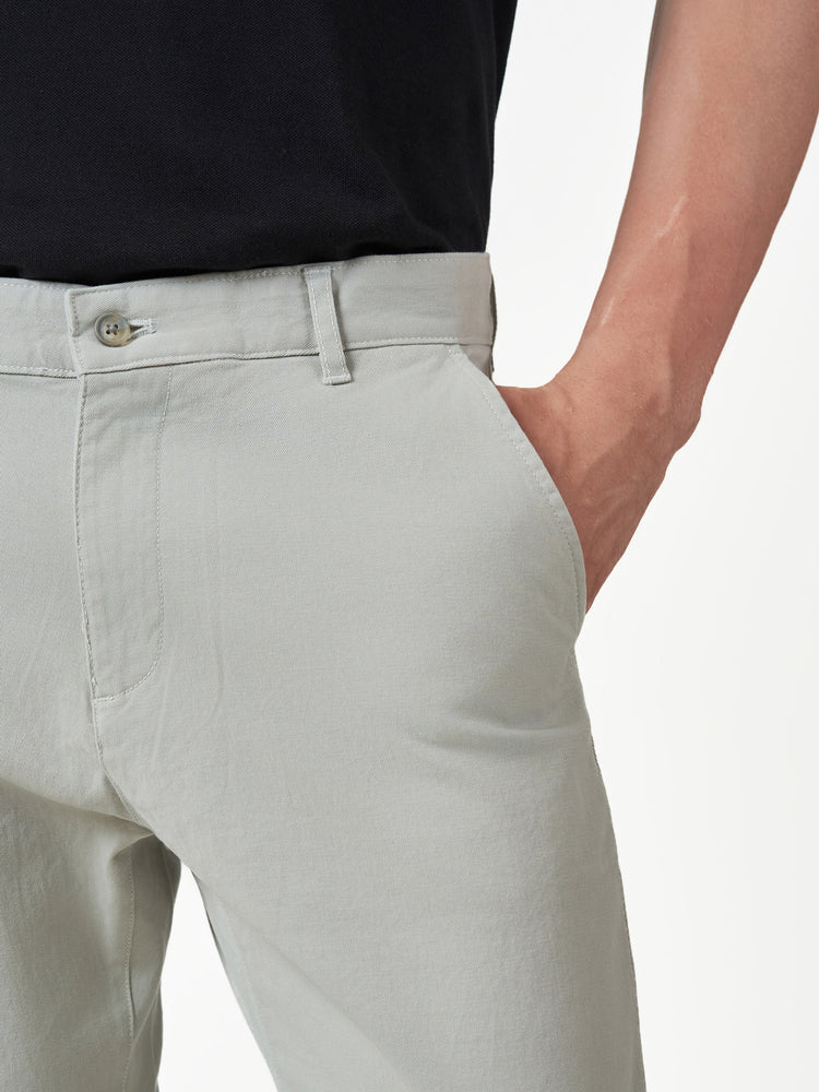 Light Grey Slim Fit Stretch Cotton Mid Rise Chinos