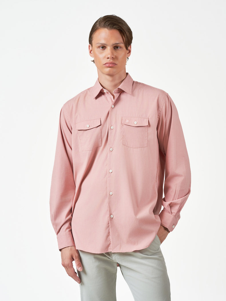 Pink Casual Bamboo Blend Long Sleeve Shirt